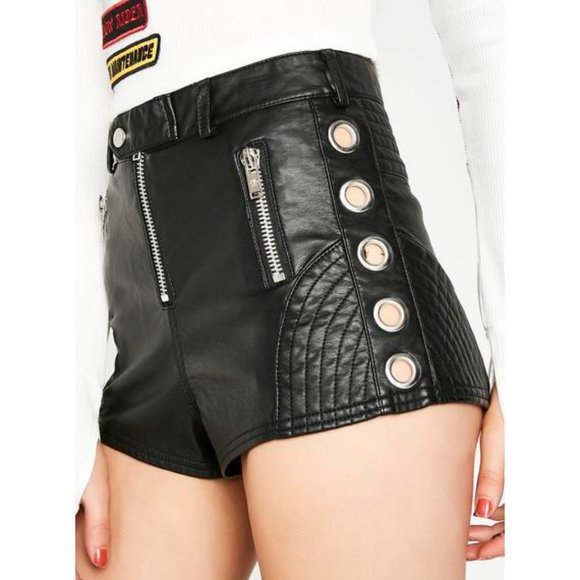 Dolls Kill Pants - Current Mood 'Biker Babe' moto shorts